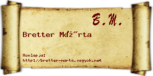 Bretter Márta névjegykártya